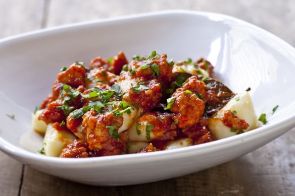 Potato gnocchi with prawn ragu.