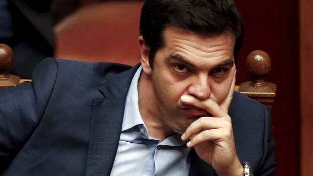 Greek Prime Minister Alexis Tsipras looks on during a parliamentary session in Athens last week.