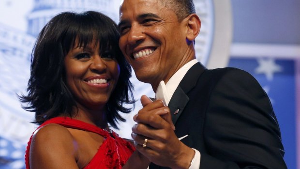 US President Barack Obama and First Lady Michelle Obama dance at the Inaugural Ball in Washington on January 21, 2013.