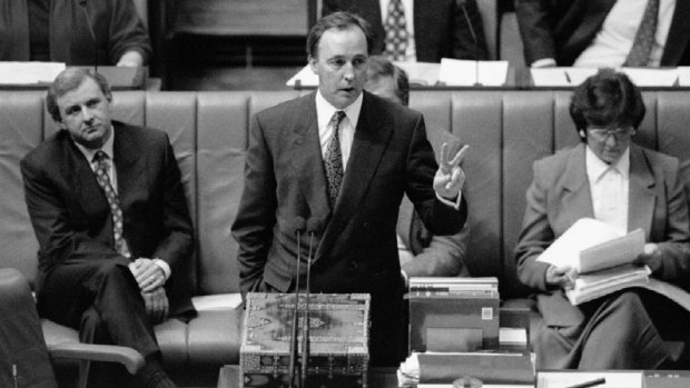 Prime minister Paul Keating in question time, 1994, two years after cameras were first allowed in the chamber.
