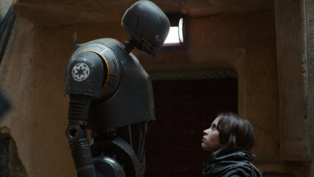 Robot K-2SO (left, with Felicity Jones as Jyn Erso) is the undisputed star in the latest Star Wards installment. A sign of things to come?