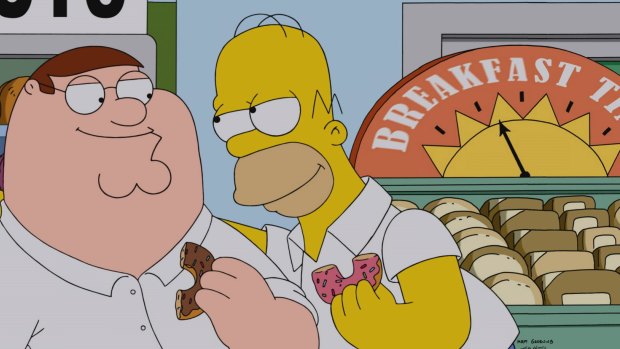FAMILY GUY: Homer shares a favorite local delicacy with his new friend. 