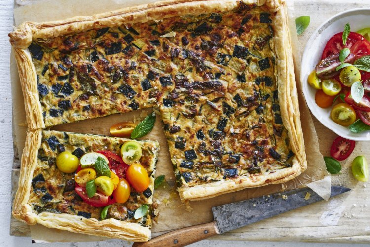 Helen Goh's thin zucchini tart with basil and mint.