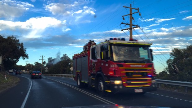 Fire trucks heading towards Lorne.