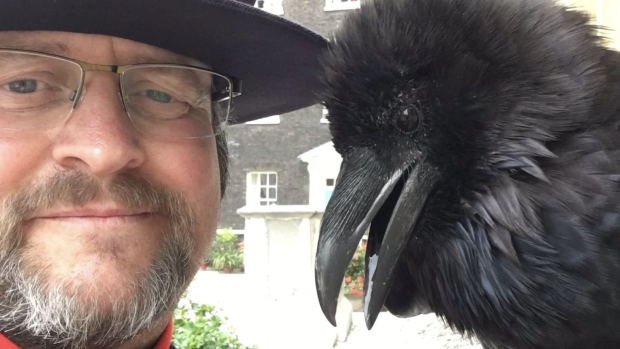 The Ravenmaster and Merlina in happier times.