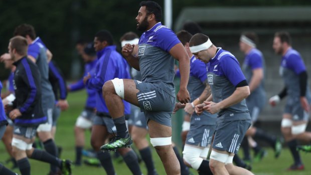Tour cut short: Tuipulotu warms up with the All Blacks in Dublin last November. He was subsequently sent home from the end-of-season tour.