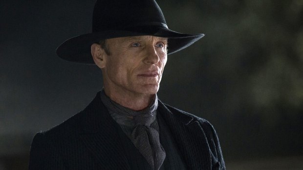 Rapist: Ed Harris portrays the Man in Black, in <i>Westworld</i>.