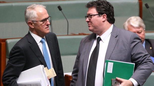 Both have a job to do for the Coalition: George Christensen with Prime Minister Malcolm Turnbull.