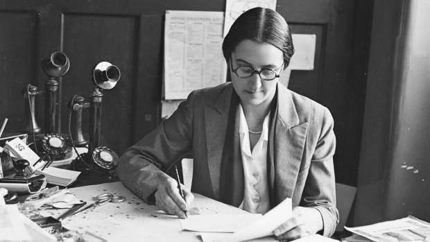 Editor of Women's Budget Constance Robertson aka Connie Robertson at her Herald desk in 1932. 