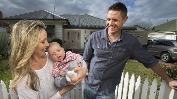 Sarah and James Leury with their three-month-old son Jack.