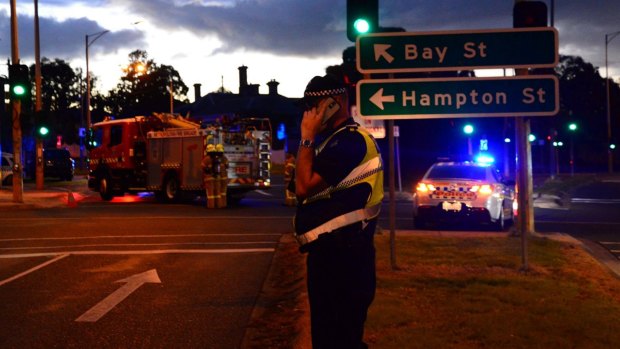 The Nepean Highway at Brighton was closed as the siege unfolded.