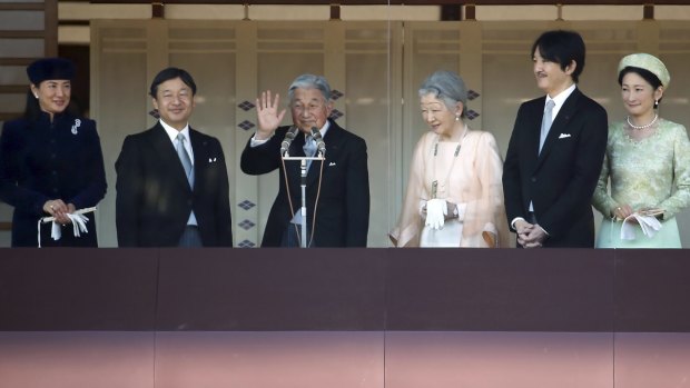 Succession issues: should Akihito step down, the spotlight will fall on his daughter-in-law Crown Princess Masako, far left, who has struggled with depression for the last 15 years.