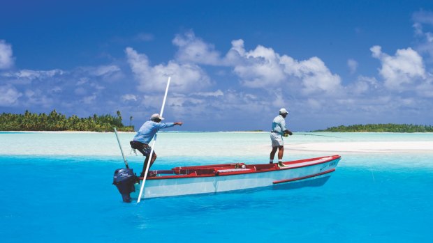 Aitutaki's gigantic blue lagoon is a magnet for bone fishermen, kite surfers and snorkelers.