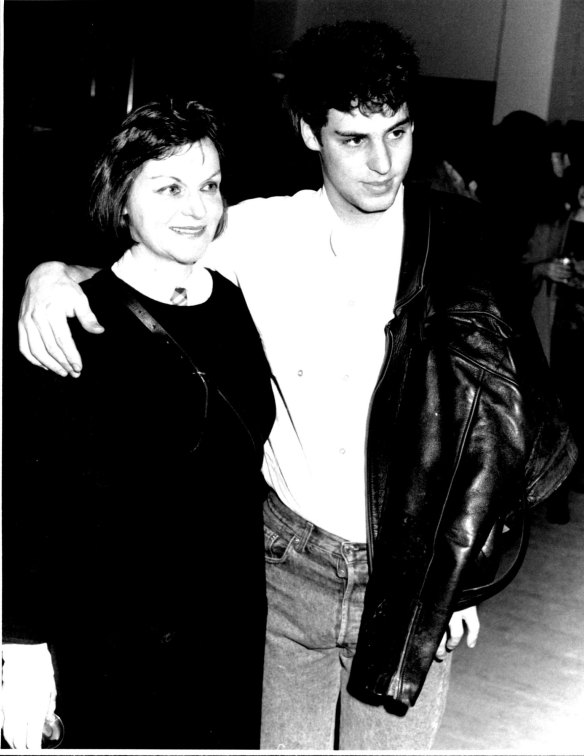 John Fink with his mother, film producer Margaret Fink, at the 1986 premier of her film 'For Love Alone'.