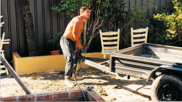 Chris Parmangos when he was younger and working as a brick labourer.