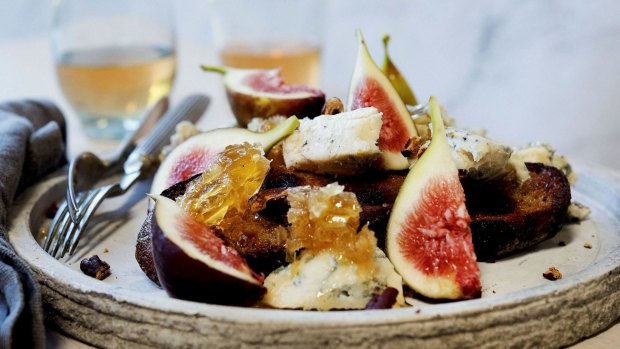 A celebration: Figs with honeycomb and blue cheese.