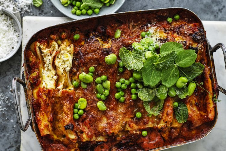 Karen Martini's ricotta cannelloni with primavera sauce