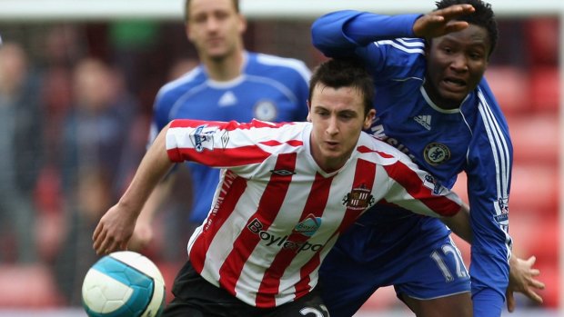 Flashback: Roy O'Donovan in Sunderland colours during Roy Keane's reign holds off the challenge of John Obi Mikel of Chelsea in March 2008.