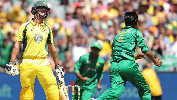 Mitchell Marsh was dismissed by Mohammad Amir for a golden duck in the second ODI.