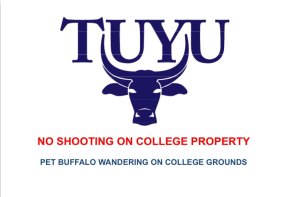 The sign erected at Tiwi College for the protection of Tuyu the water buffalo.