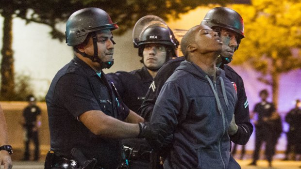 Demonstrator are arrested in Los Angeles after the Ferguson decision.
