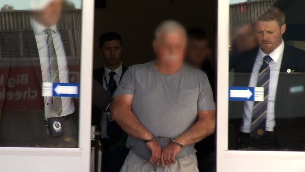 Police arrest Leonard John Warwick at a Campbelltown rehabilitation gym on the outskirts of Sydney in front of several other patients in their 60s and 70s. Photo: NSW Police.