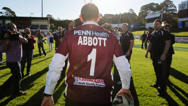 League man: Tony Abbott at Brookvale Oval.