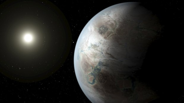 An artist's impression of one possible appearance of the planet Kepler-452b, the first near-Earth-size world to be found in the habitable zone of a star that is similar to our sun 