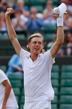 Denis Shapovalov celebrates his victory.