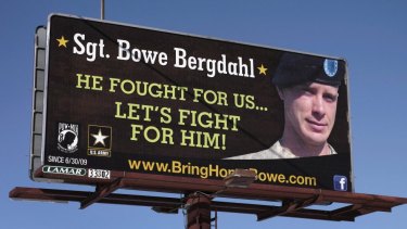 A billboard, photographed last year, calling for the release of Bergdahl, held for nearly five years by the Taliban after being captured in Afghanistan.