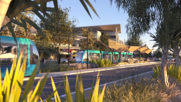 An artist's impression of the proposed Sunshine Coast light rail project.
