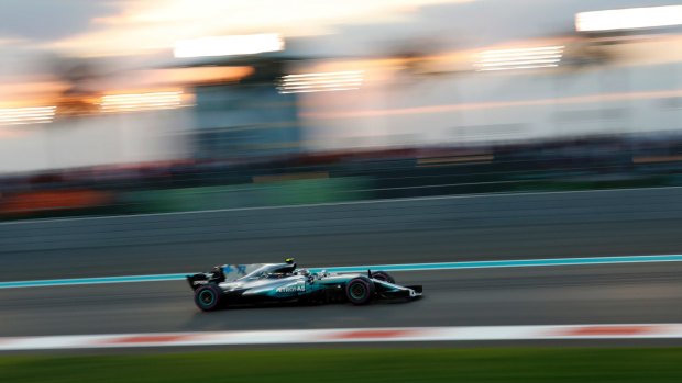 Mercedes driver Valtteri Bottas en route to victory in the Formula One Grand Prix at the Yas Marina racetrack in Abu Dhabi on Sunday.