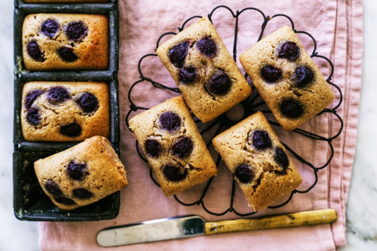 ***EMBARGOED FOR GOOD WEEKEND, JANUARY 19/19 ISSUE***
Helen Goh recipe : Cherry, Lemon and Olive Oil Financier
Photograph by William Meppem (photographer on contract, no restrictions)