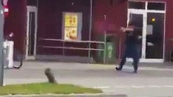 A video purporting to show the shooter, dressed in black, firing 20 shots, has been posted on Twitter.