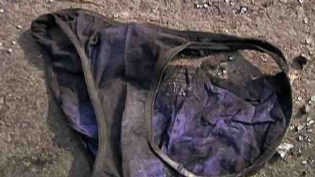 This screen image from India's ABP News network shows women's underwear found on the roadside in Murthal.