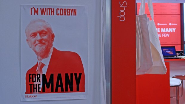 Jeremy Corbyn posters for sale at the annual Labour Party conference in Brighton.