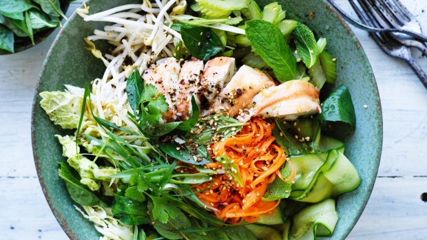 Kylie Kwong's Chinese-style coleslaw with Asian herbs.
