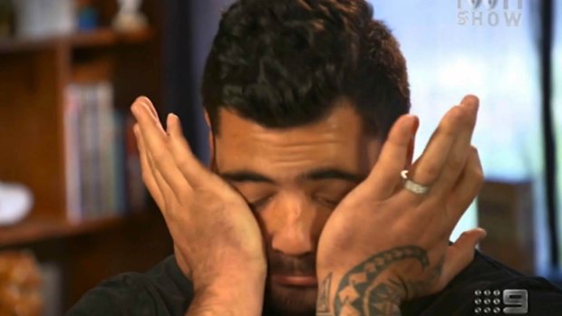 Andrew Fifita breaks down during <i>The Footy Show</i> interview.