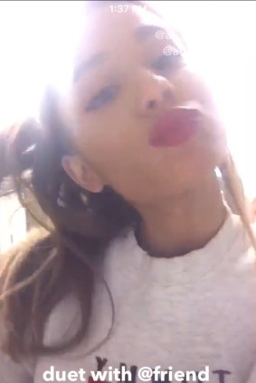 Screenshot of pop singer Ariana Grande from the app Musical.ly. 