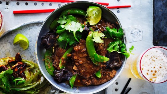 Thai-style beef with sugar snap peas 