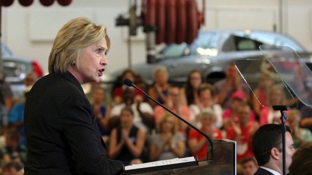 Hillary Clinton speaks during a campaign event in Columbus, Ohio earlier this year.