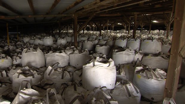 Four Corners found glass meant to be recycled was being stored in giant white bags in warehouses in Victoria.