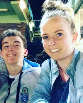 Canberra United defender Hannah Brewer with her brother Tom.
