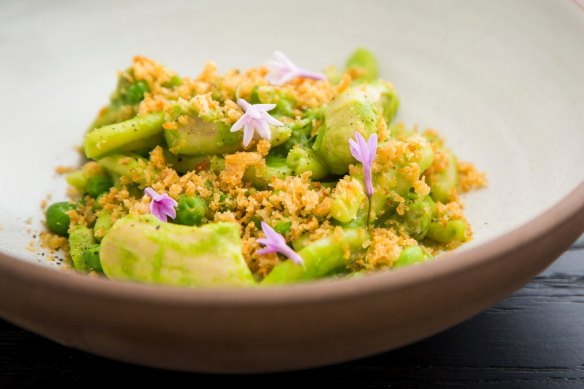 Hand-rolled rabbit casarecce pasta gets its magnificent green from the peas and nettles.