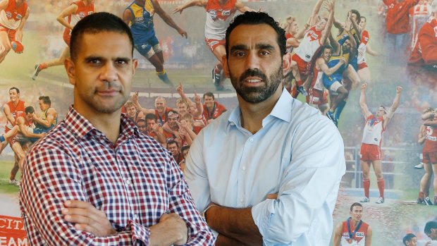 Sydney Swans players Adam Goodes and Michael O'Loughlin 