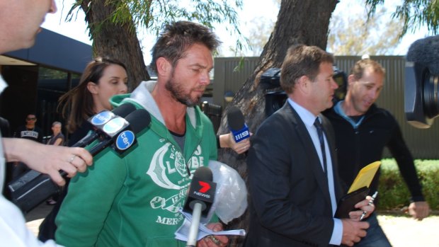 Ben Cousins leaving Armadale Magistrates Court in October 2016 after being held by police overnight. 
