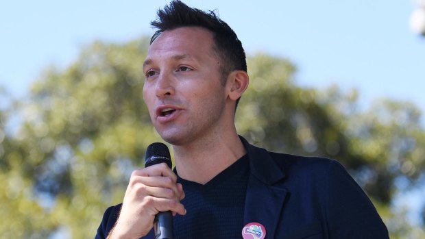 Vocal voice: Ian Thorpe speaks after the "yes" vote was declared victorious.