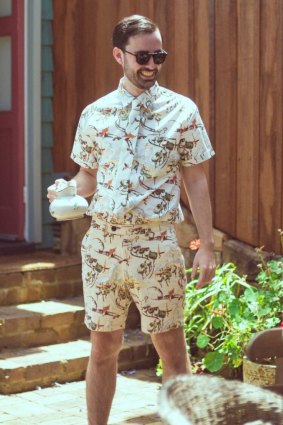 Jesse Cox in the outfit he wore to the traditional tea ceremony as part of his wedding to Que Minh Luu.