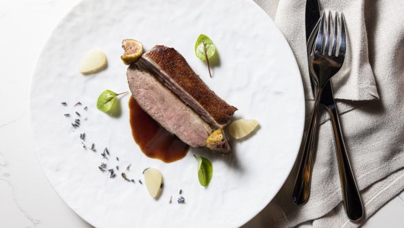 Go-to dish: Lavender-glazed roast duck breast.