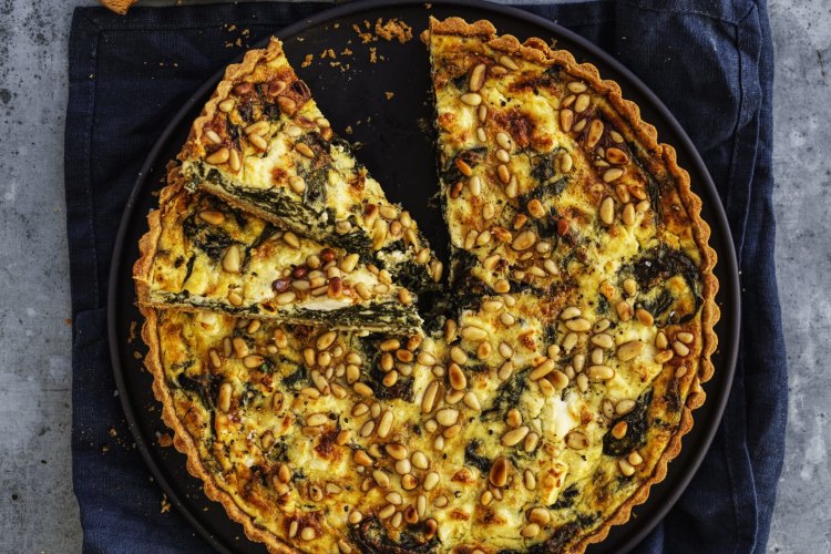 Spinach Tart with Pine Nuts, Cheese and Herbs
